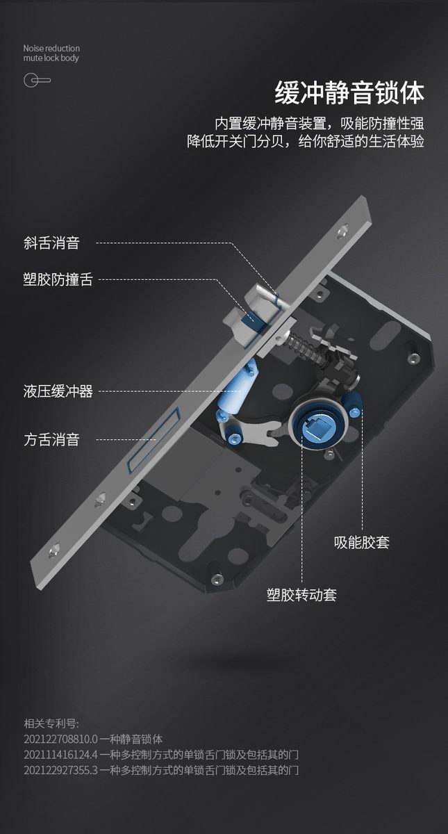 缓冲锁体与锁舌垫片结构
